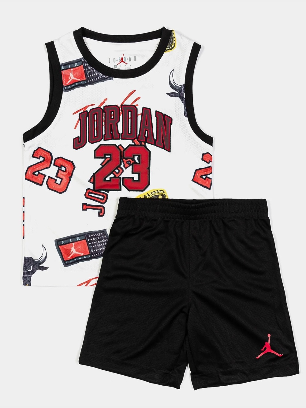 Jordan 2-Piece Tank & Shorts Set - White/Black/Red, Size 5